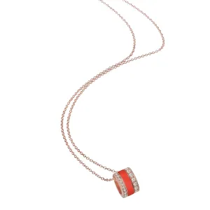 Orange Coral Diamond Pendant on Chain