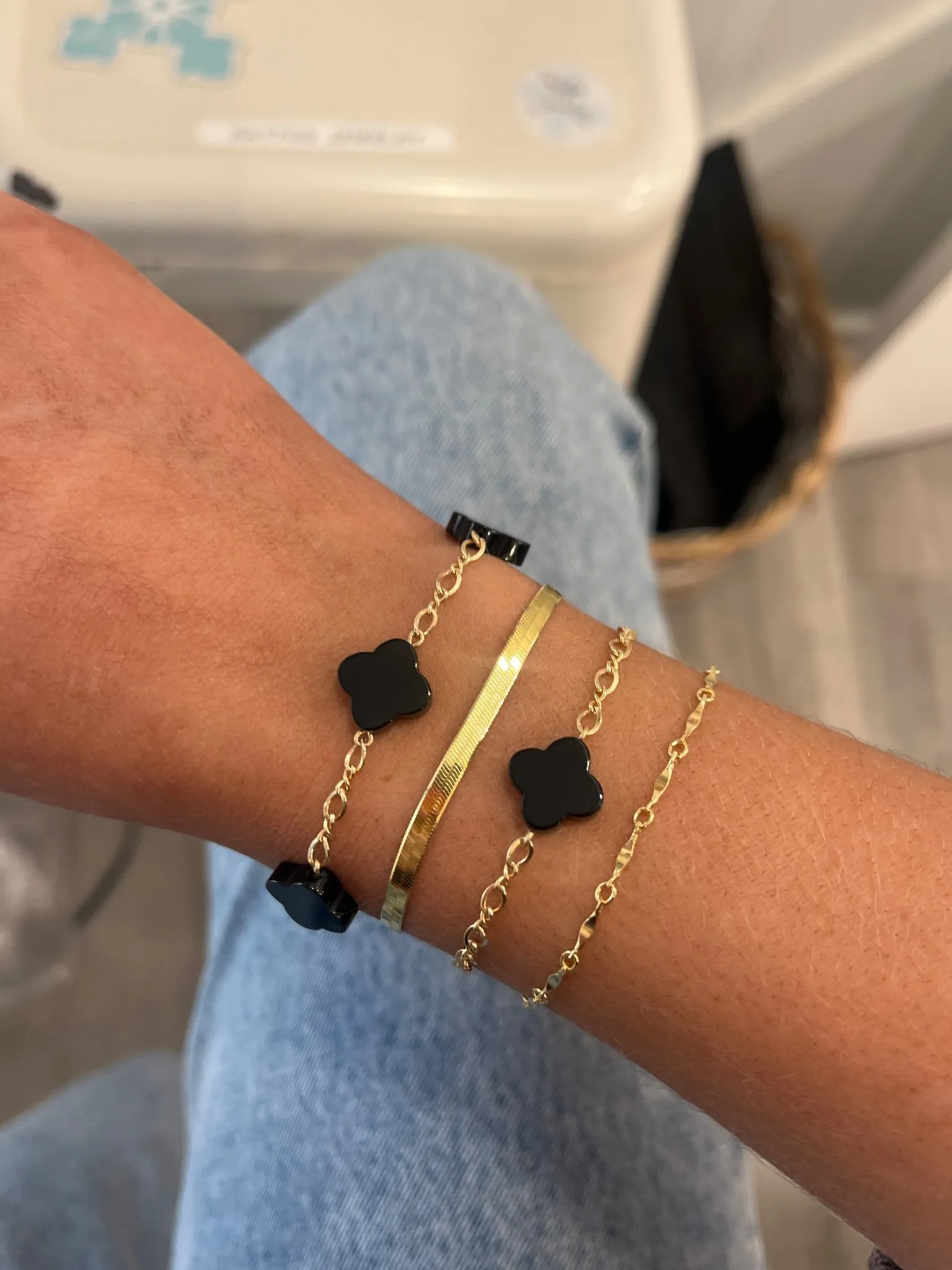 Payton Triple Clover Bracelet - Onyx