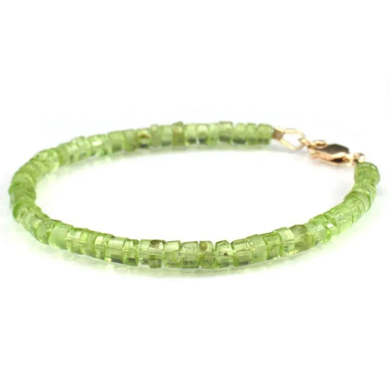 Peridot Faceted Bracelet with Gold Filled Lobster Clasp