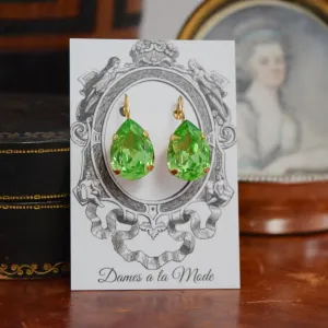 Peridot Green Swarovski Earring - Large Teardrop - SALE!