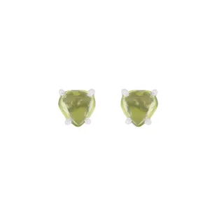 Peridot Heart Studs