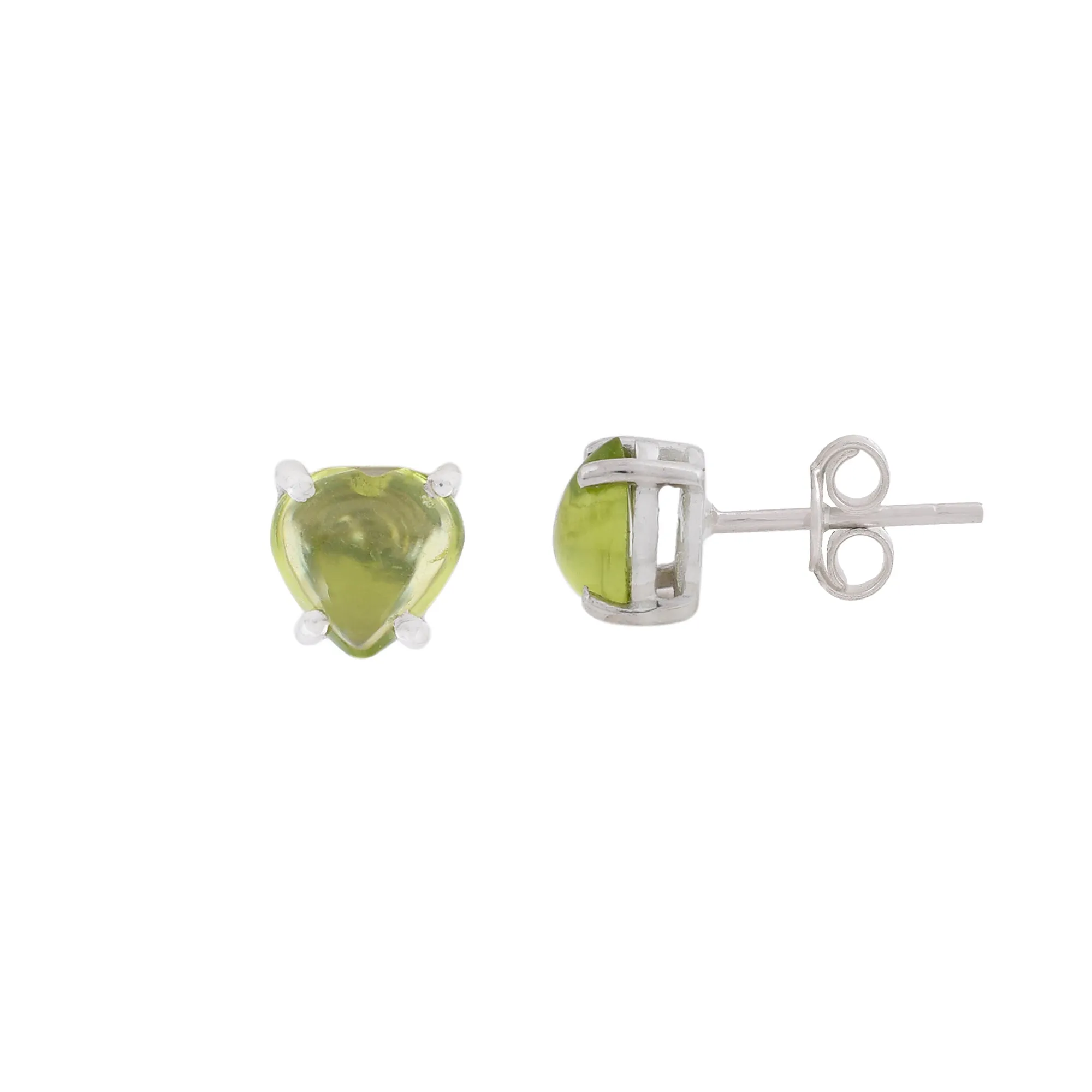 Peridot Heart Studs