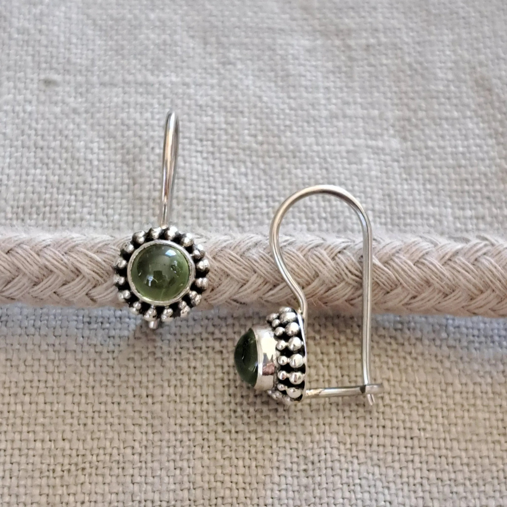 Peridot Minimalist .925 Sterling Silver Earrings from Bali