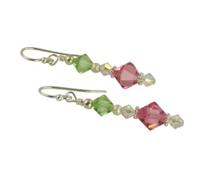 Peridot Pink Crystal Beaded Earrings