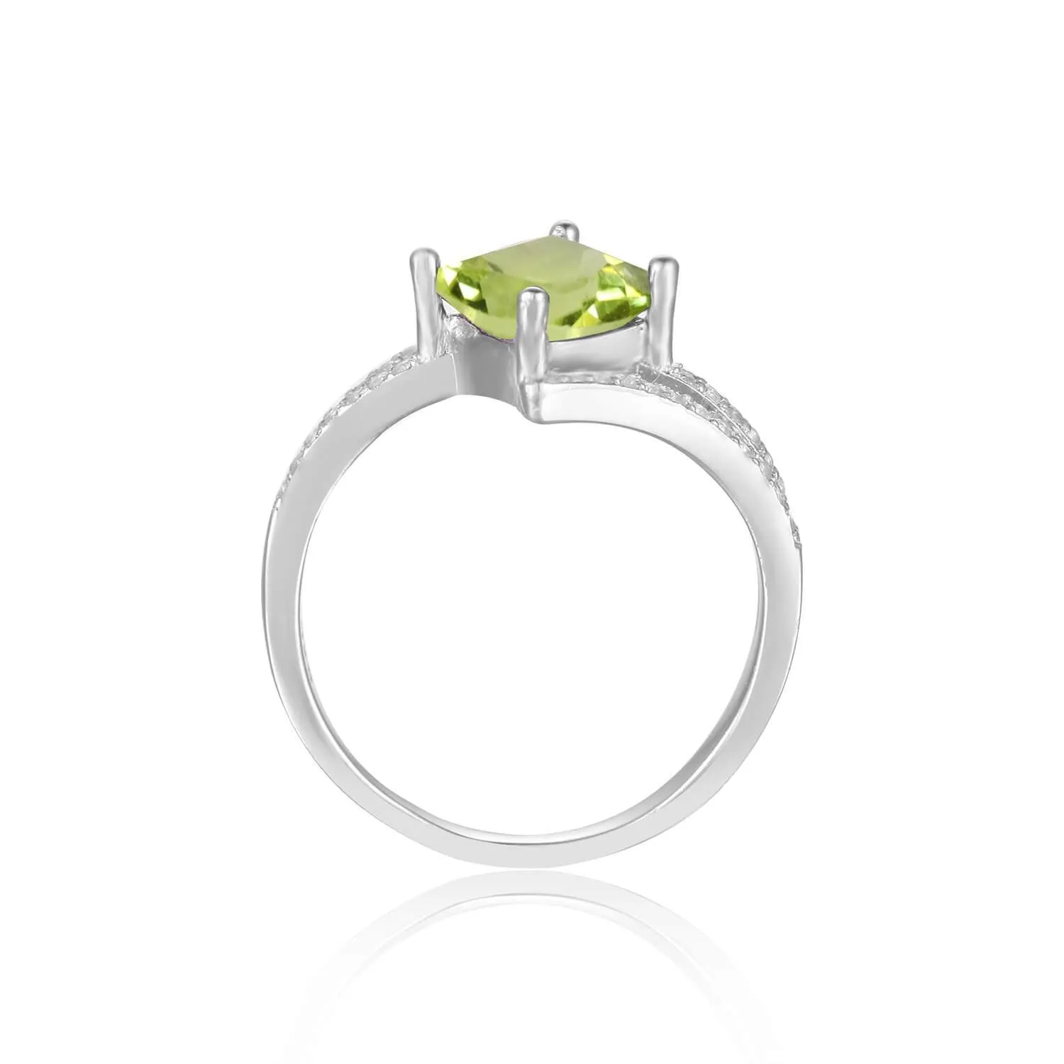 Peridot Square Solitaire Ring