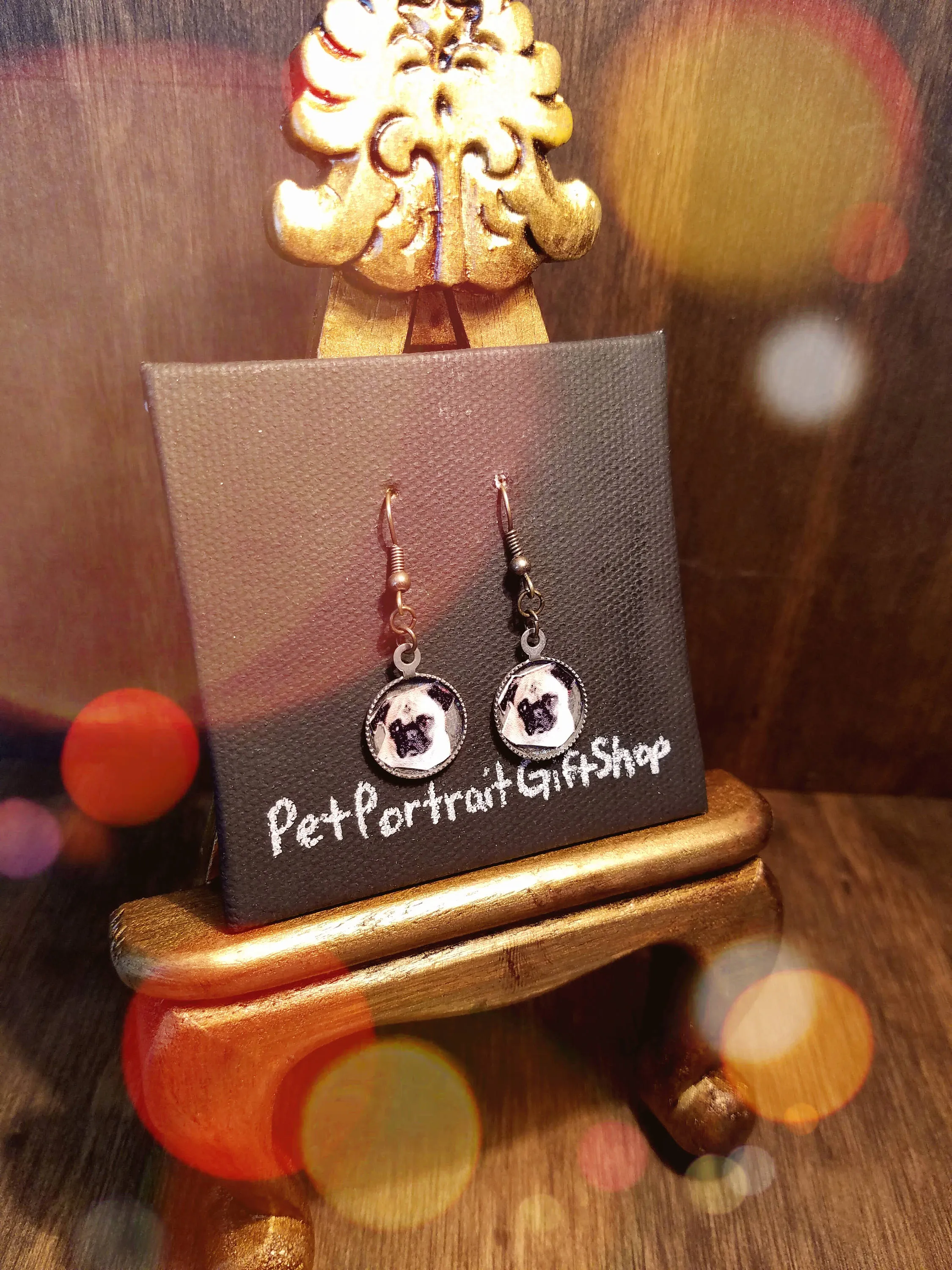 Photo Print Pet Portrait Dangle Earrings