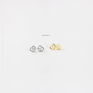 Pretzel CZ Studs Earrings, Gold, Silver SHEMISLI SS057