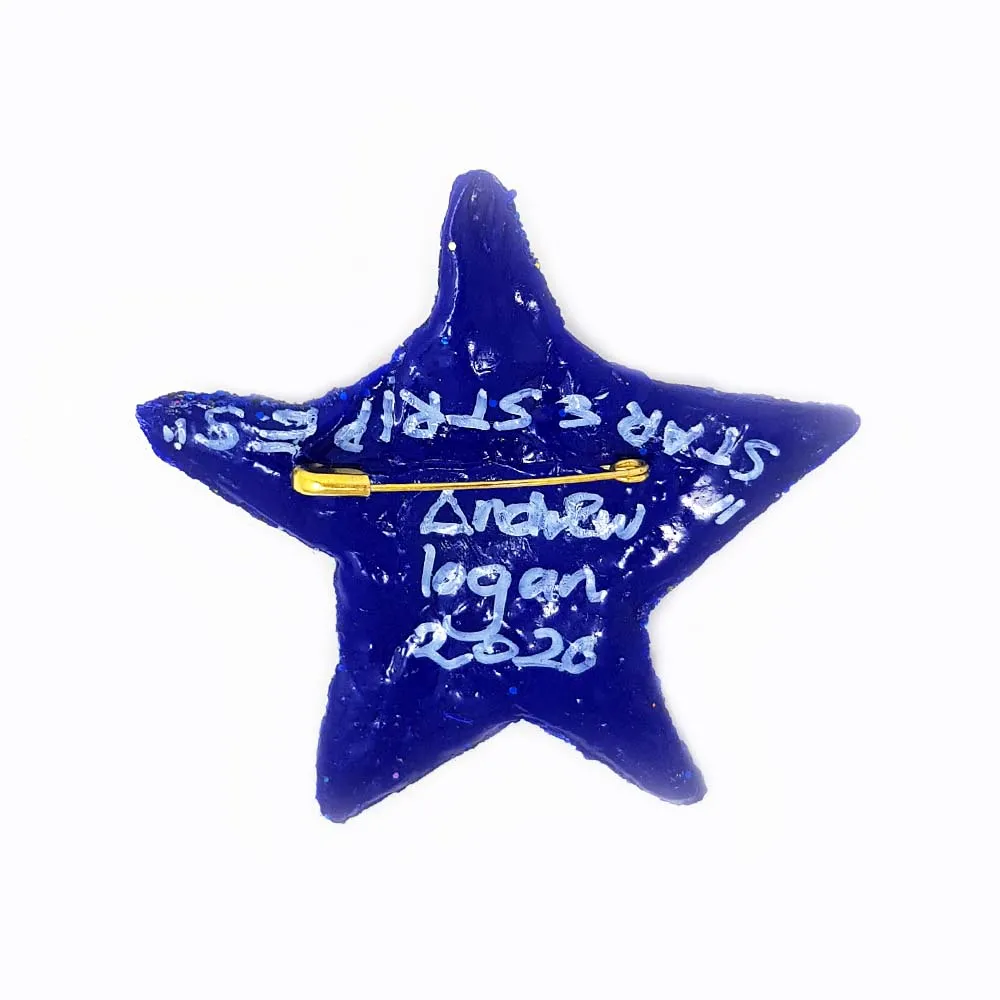 RED AND BLUE STAR BROOCH - STAR & STRIPES