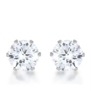 Reign Clear Round Stud Earrings – 6mm | 1ct | Stainless Steel