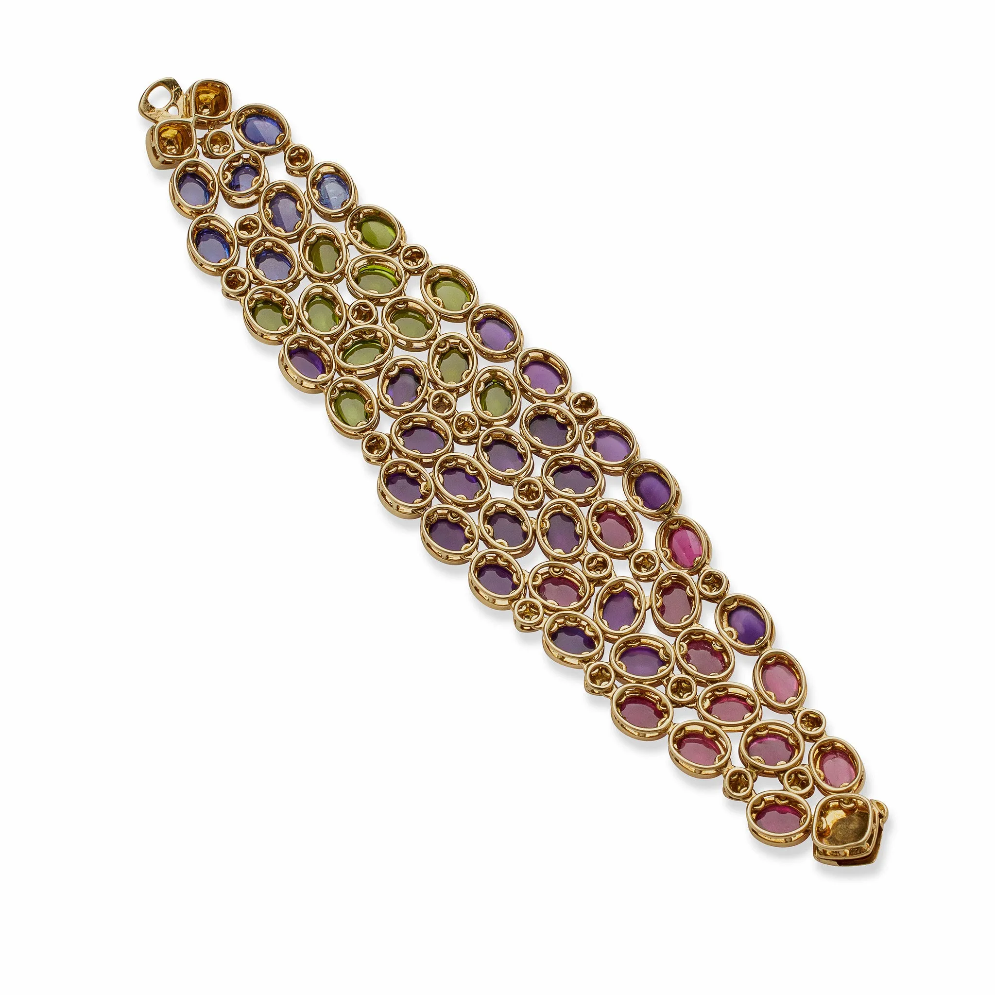 René Boivin Sapphire, Pink Tourmaline, Peridot and Amethyst Bracelet