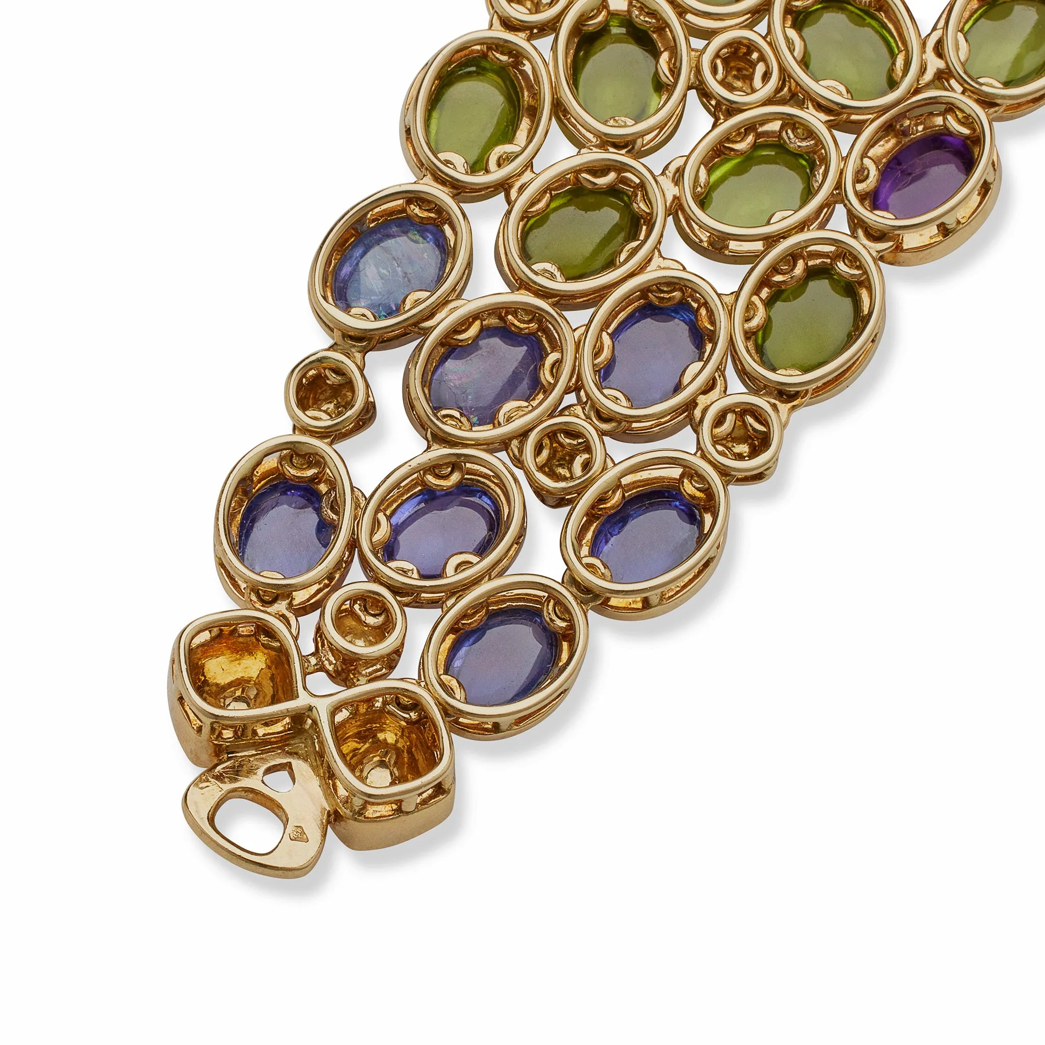 René Boivin Sapphire, Pink Tourmaline, Peridot and Amethyst Bracelet