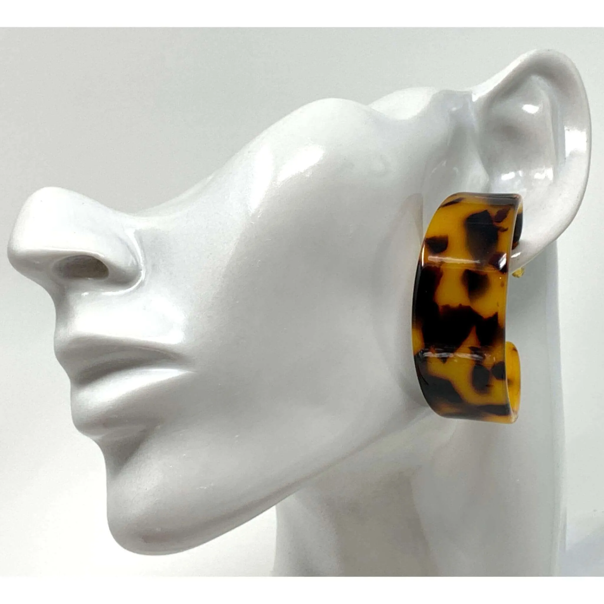 Resin Tortoise Shell Chunky Hoop Earrings