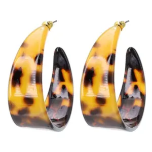 Resin Tortoise Shell Chunky Hoop Earrings