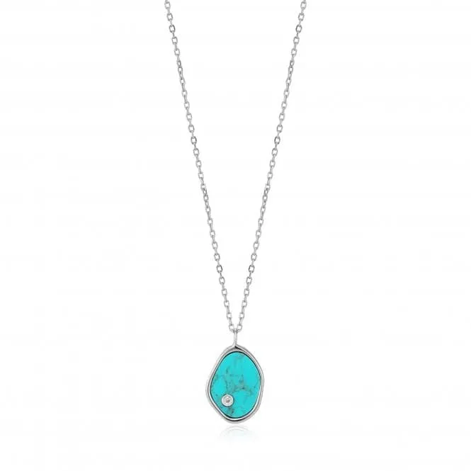 Rhodium Tidal Turquoise Necklace N027-01H