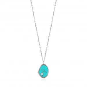 Rhodium Tidal Turquoise Necklace N027-01H