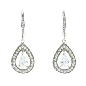 Riva Tear Drop Halo CZ Earrings