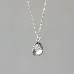 Rose Cut Moss Aquamarine Silver Theia Necklace #9