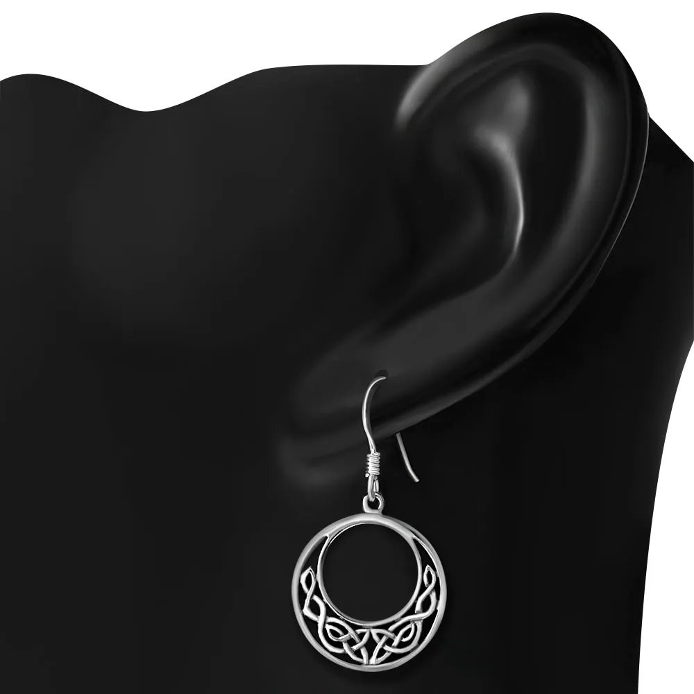 Round Celtic Knot Plain Sterling Silver Earrings