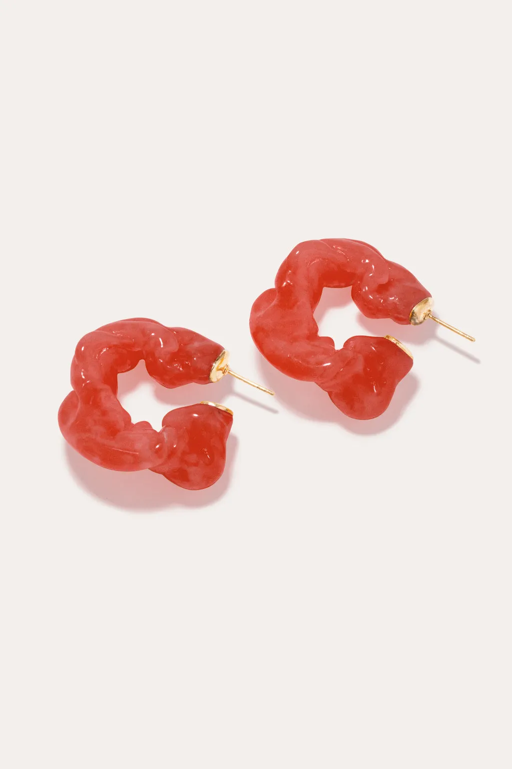 Ruffle - Coral Bio Resin and Gold Vermeil Earrings