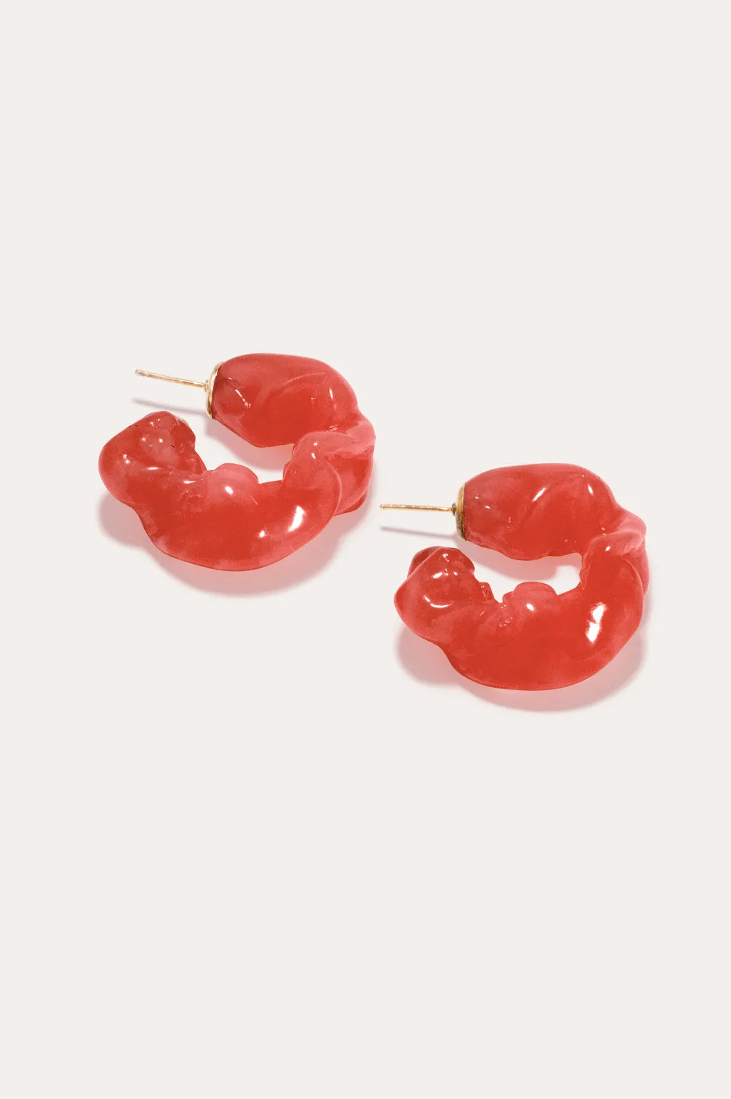 Ruffle - Coral Bio Resin and Gold Vermeil Earrings