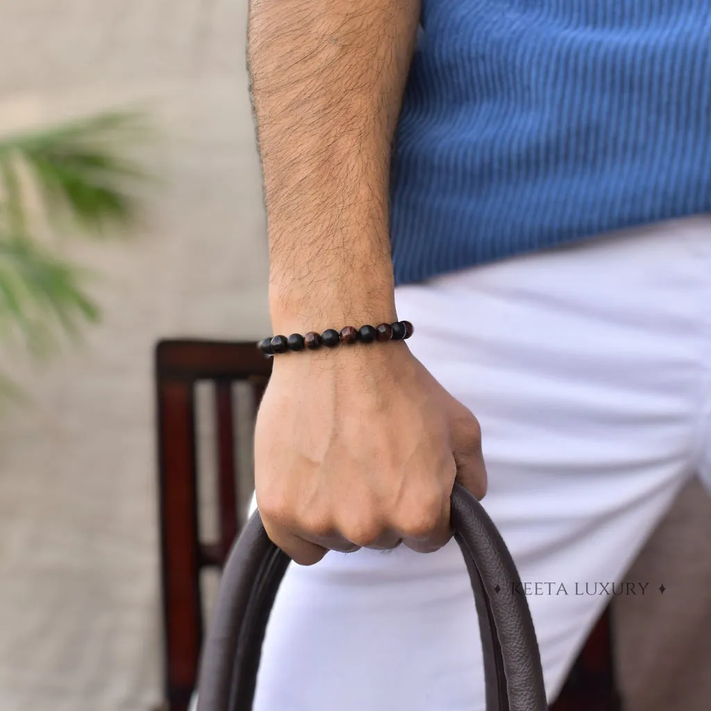 Scarlet Elegance - Red Tiger's Eye & Black Onyx Bracelets