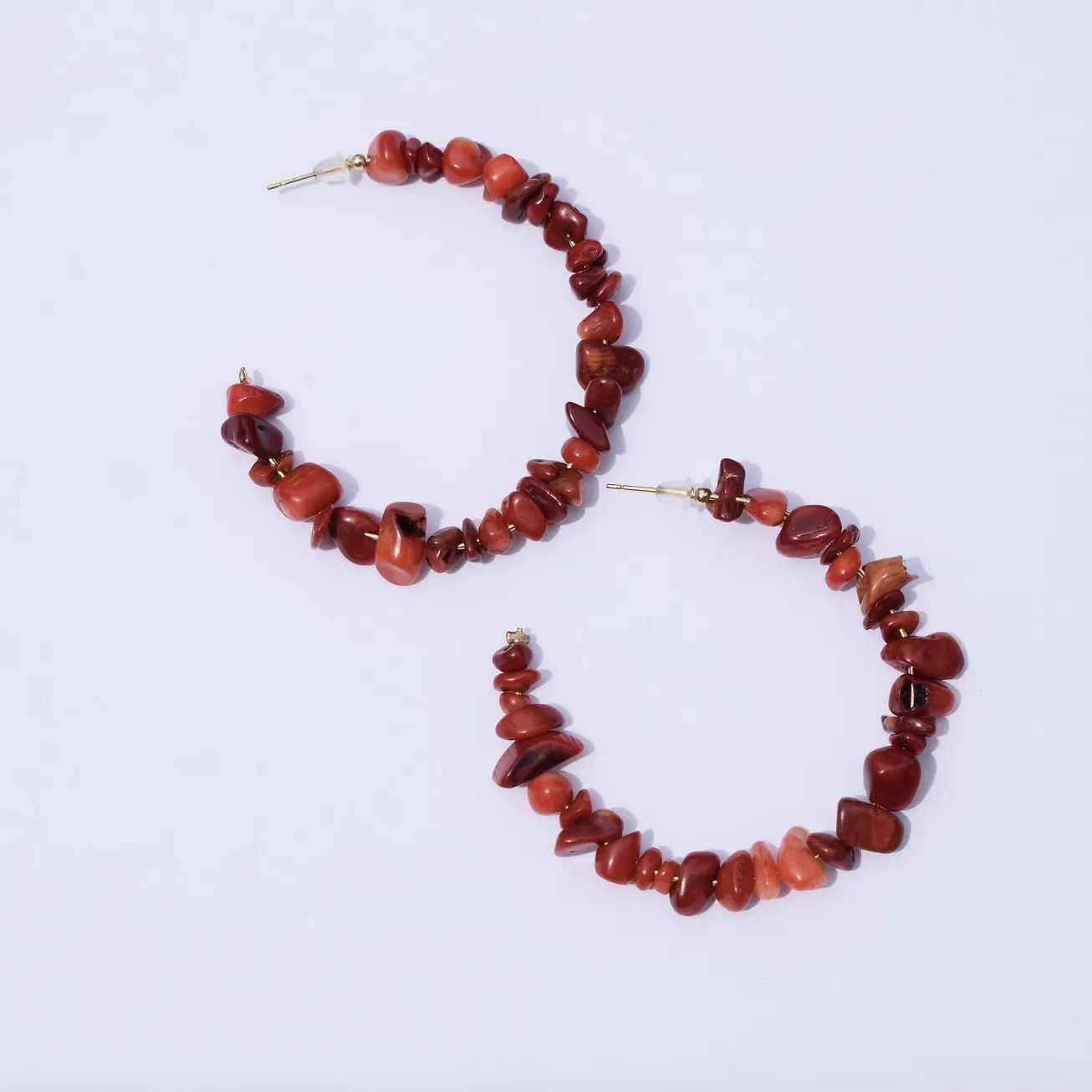 Scopello Red Coral Chip Gemstone Hoops