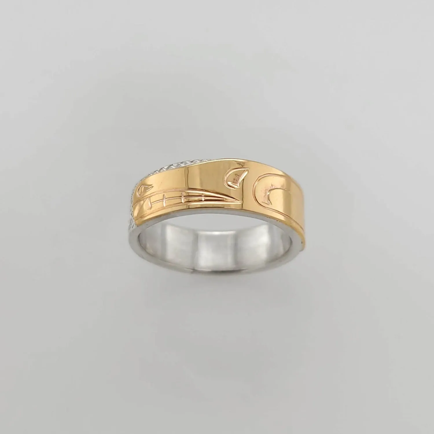 Silver 1/4" Band with Gold Bear