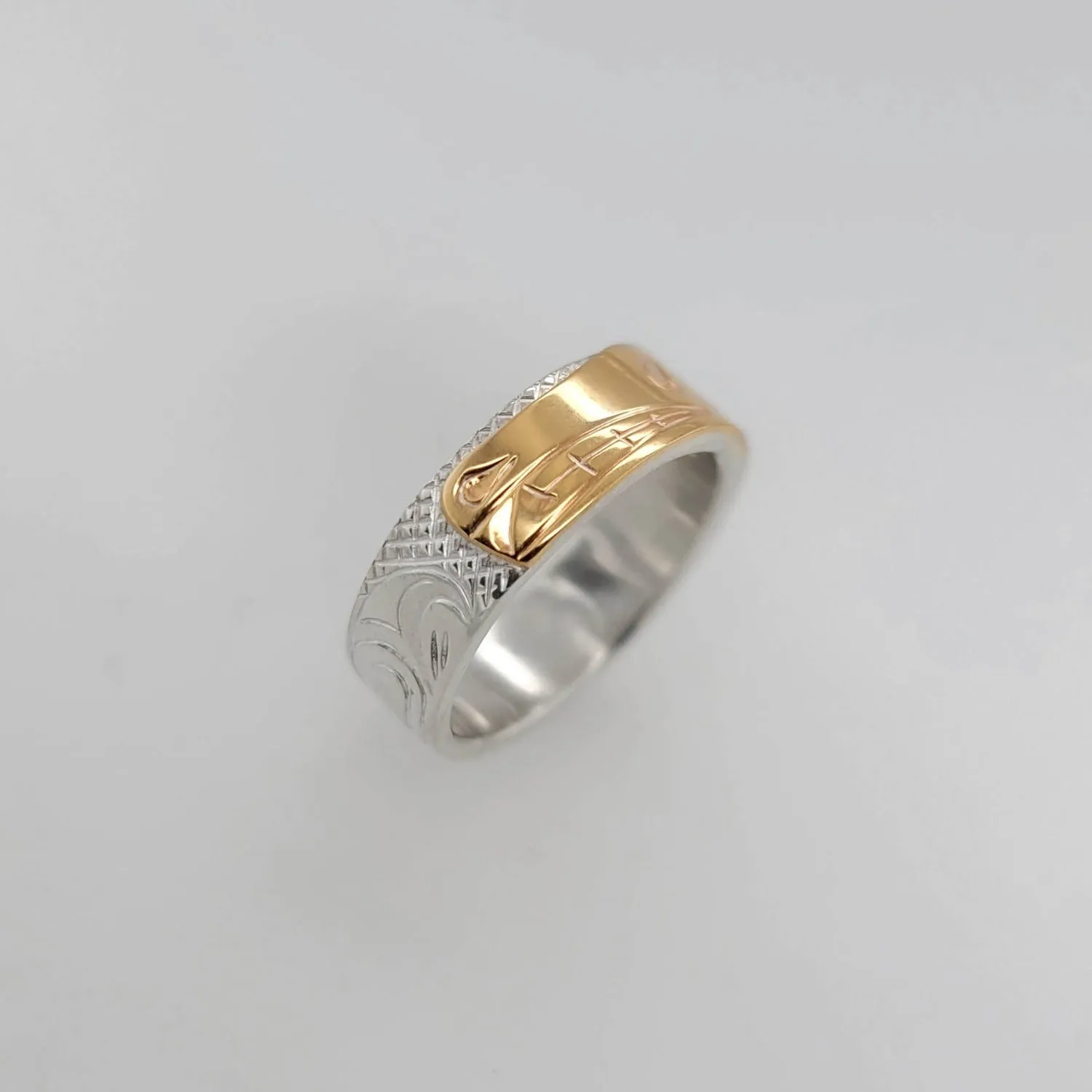 Silver 1/4" Band with Gold Bear