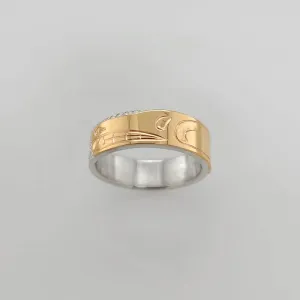 Silver 1/4" Band with Gold Bear