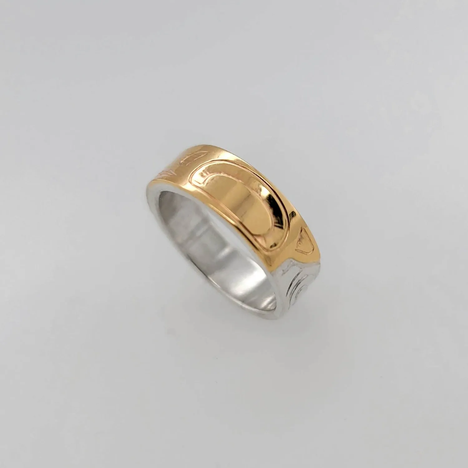 Silver 1/4" Band with Gold Bear