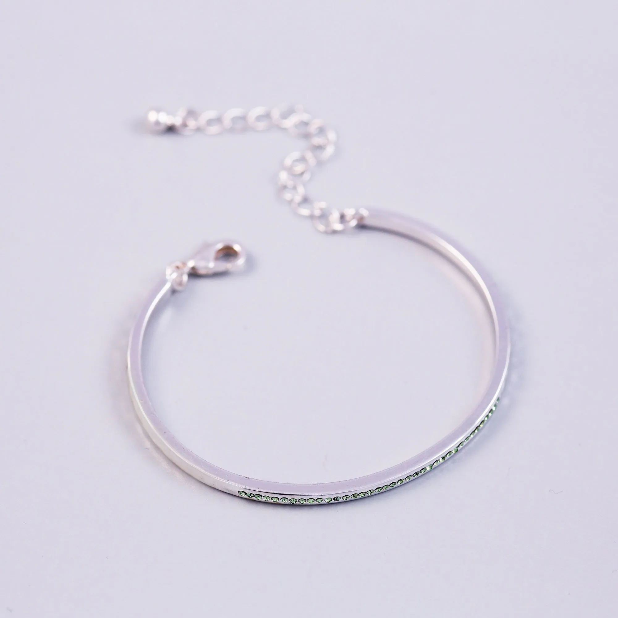 Silver Peridot August Birthstone Bangle