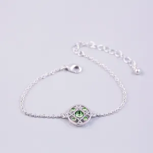 Silver Peridot August Birthstone Hugs & Kisses Bracelet