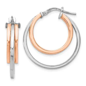 Silver Rose Gold-tone Polished Finish Hoop Earring