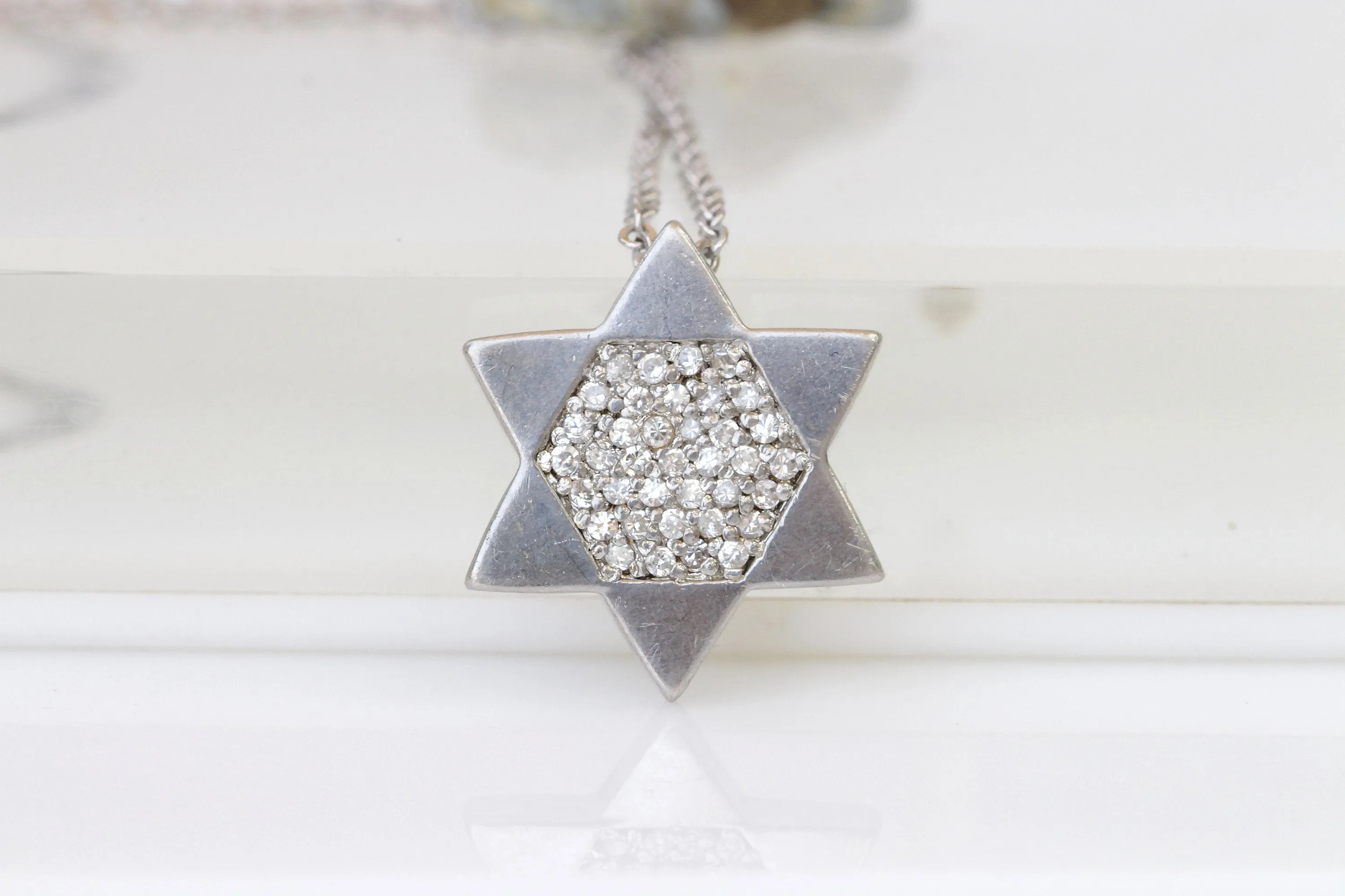 SILVER STERLING STAR of David Necklace