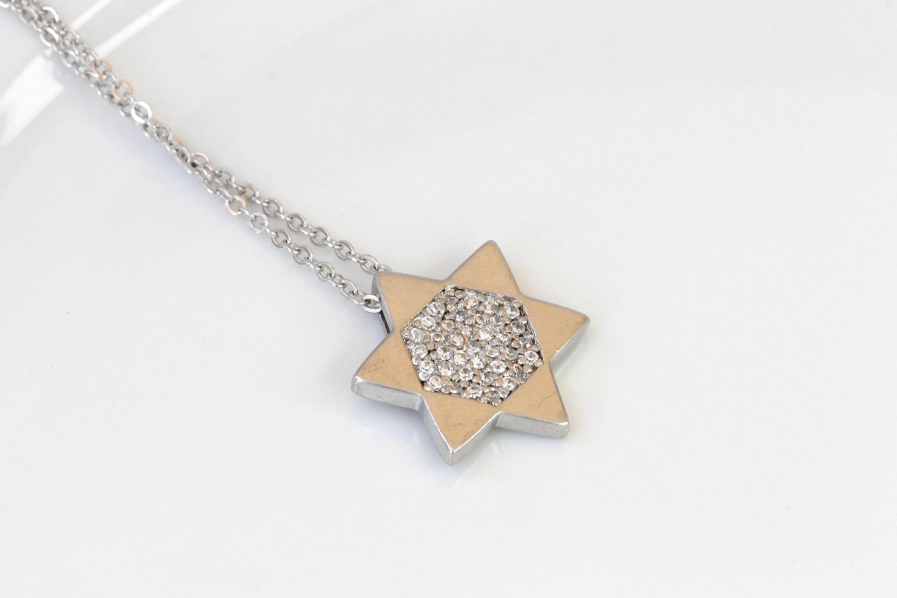 SILVER STERLING STAR of David Necklace