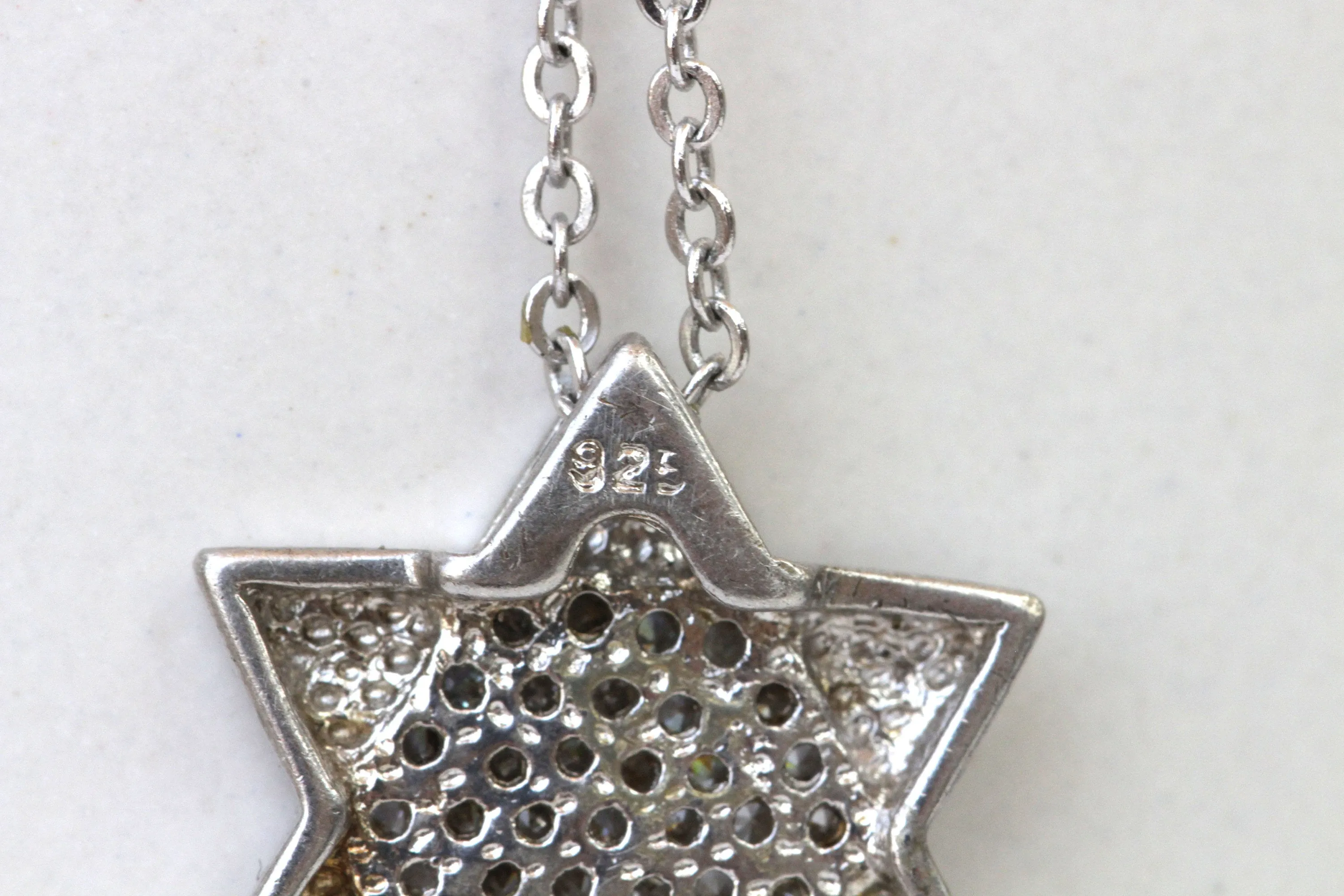 SILVER STERLING STAR of David Necklace