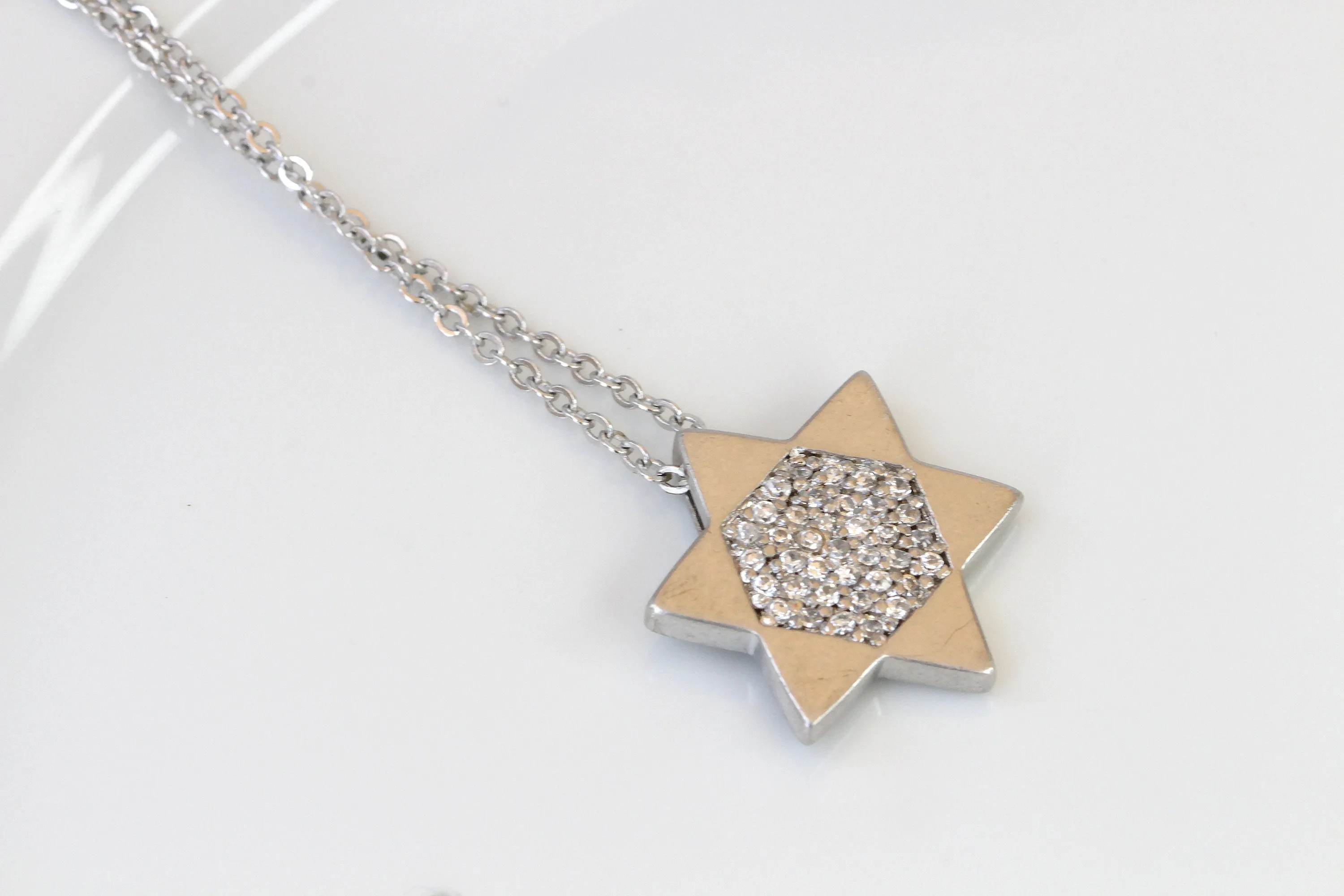 SILVER STERLING STAR of David Necklace