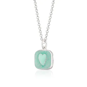 Silver Turquoise Heart Locket Necklace