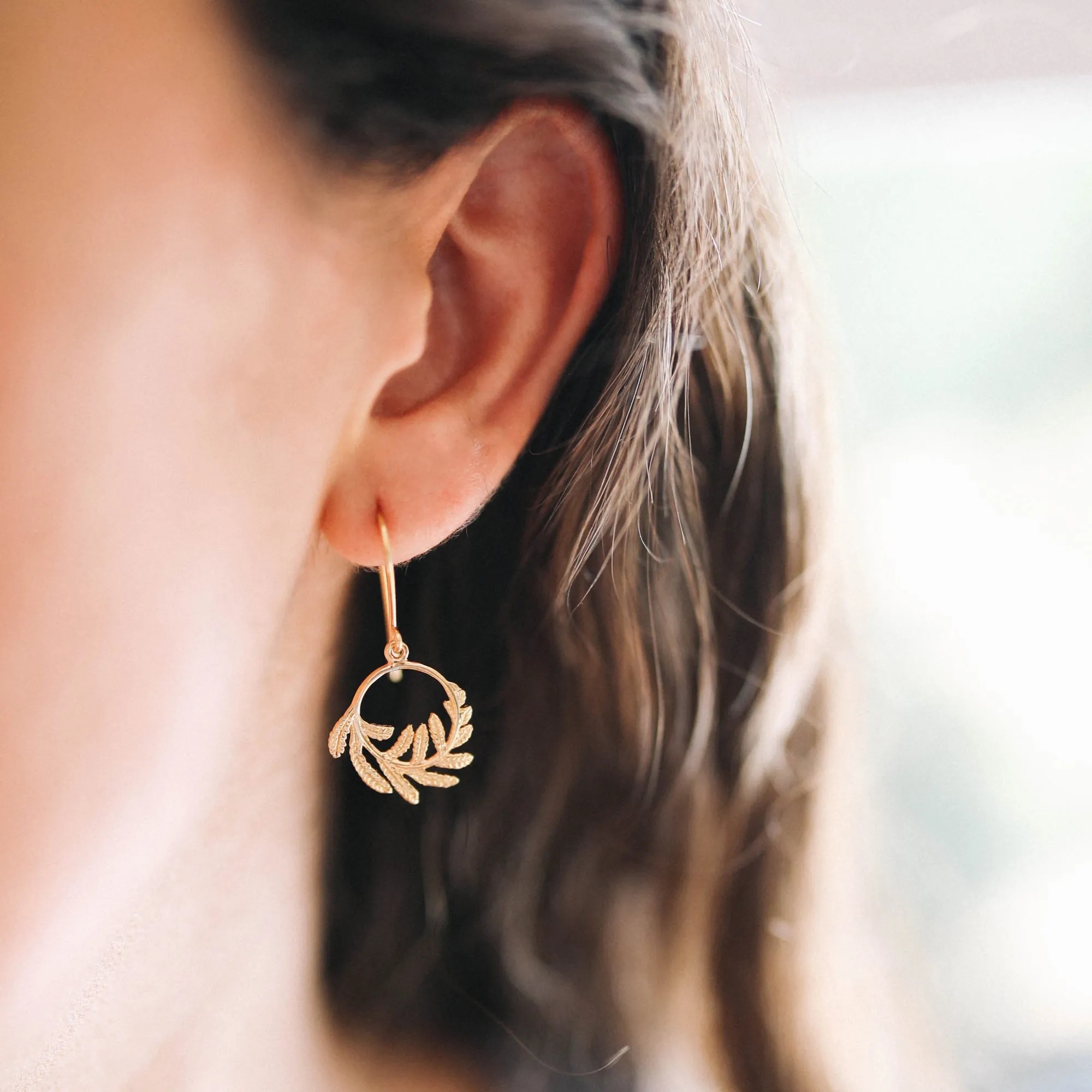 Silver Wee Fern Hoop Earrings