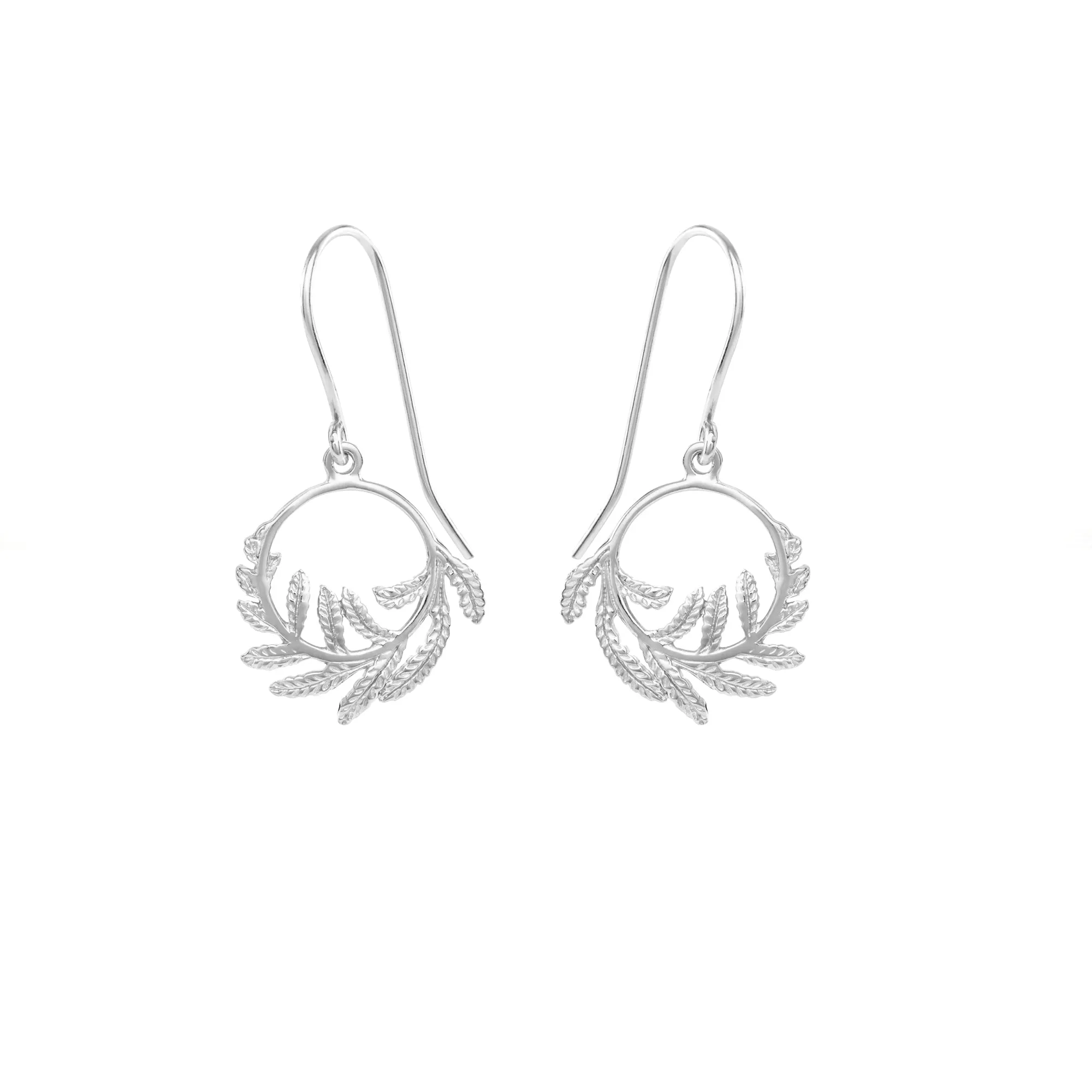 Silver Wee Fern Hoop Earrings