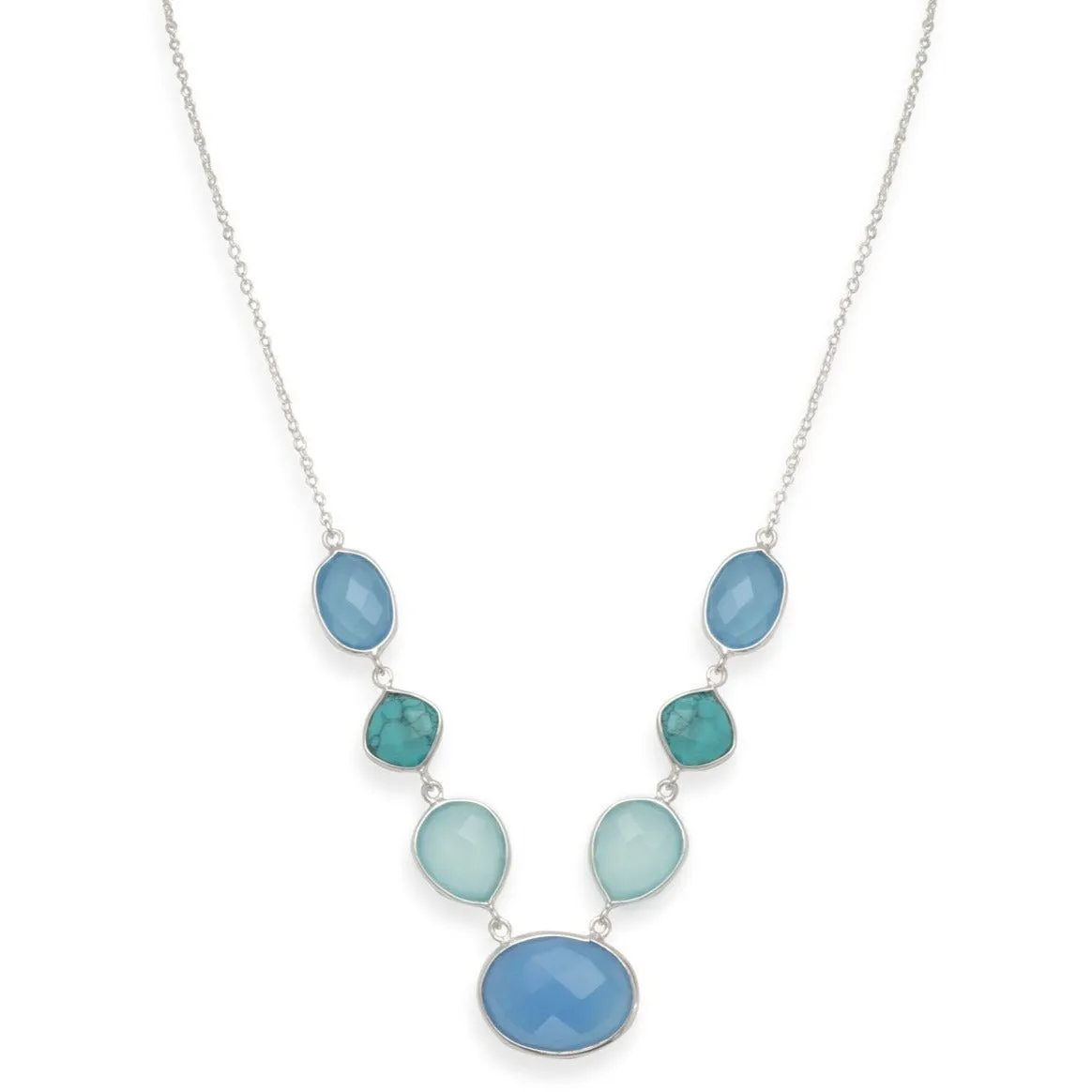 Stabilized Turquoise and Chalcedony Necklace