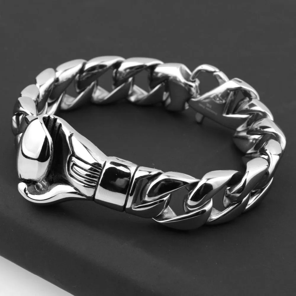 Stainless Steel Boxing Glove Curb Chain Bracelet