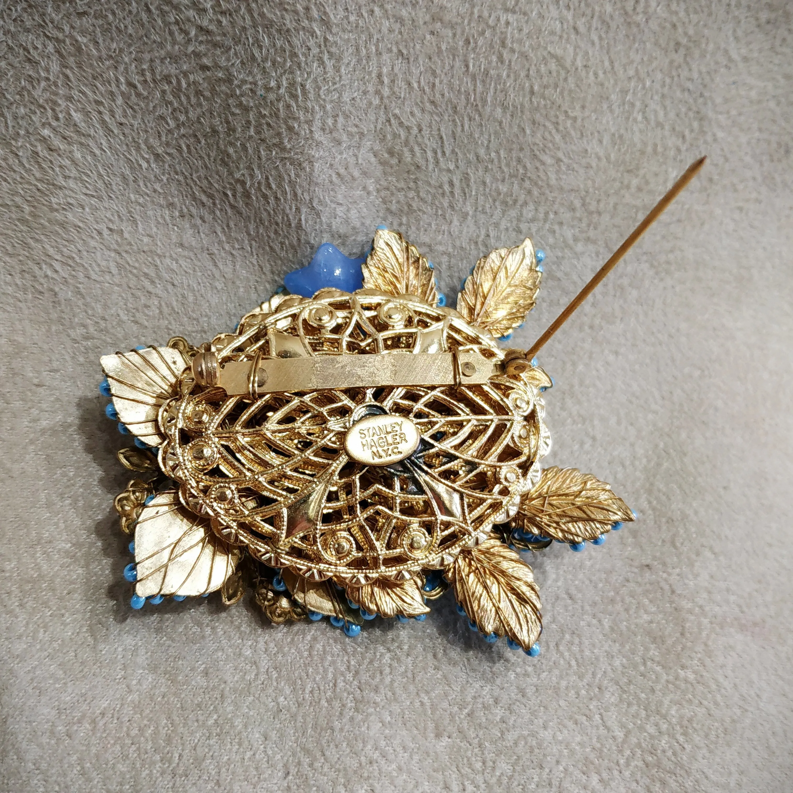 Stanley Hagler Blue Flower Brooch