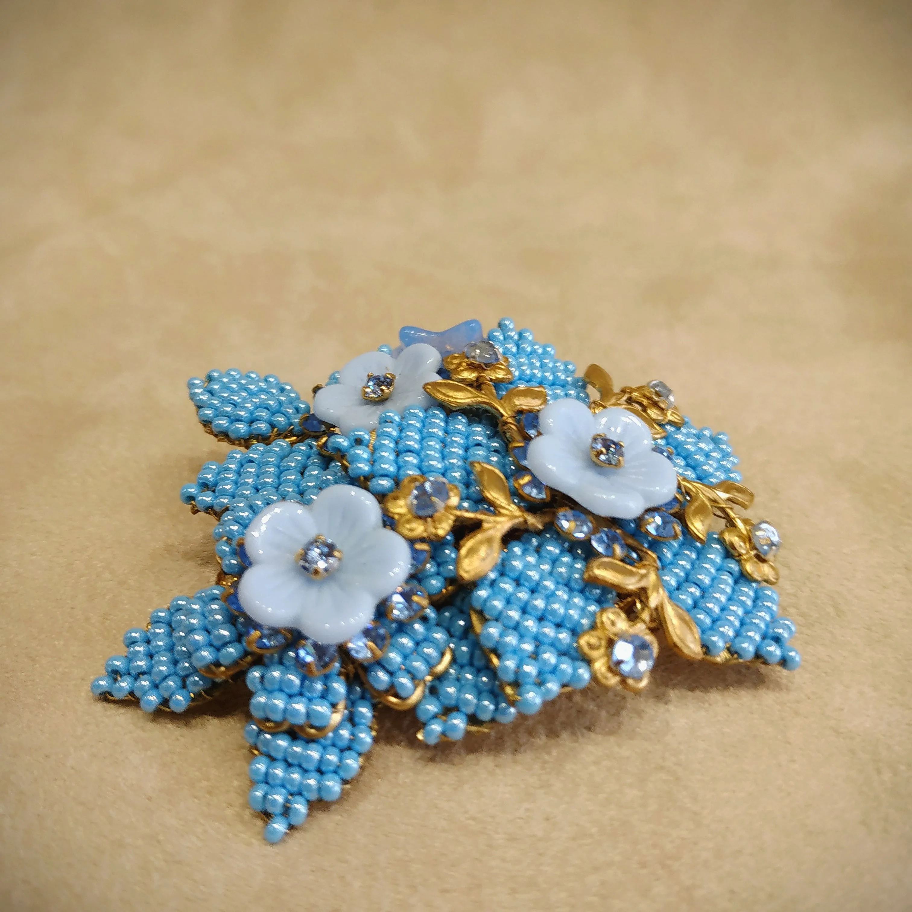 Stanley Hagler Blue Flower Brooch