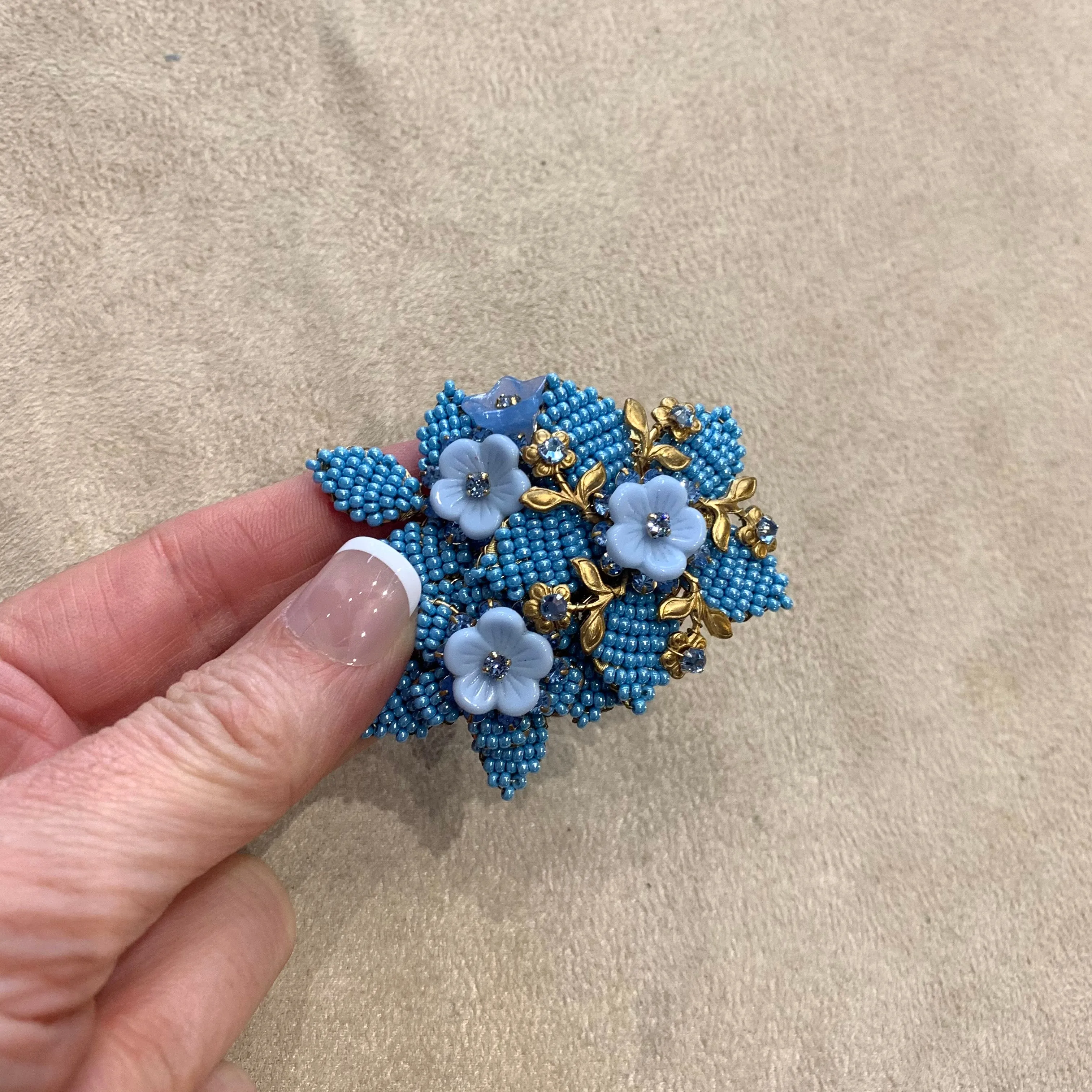 Stanley Hagler Blue Flower Brooch