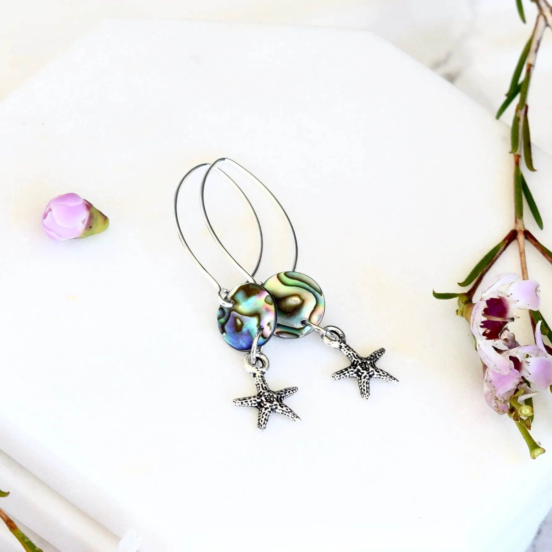 Starfish & Abalone Earrings