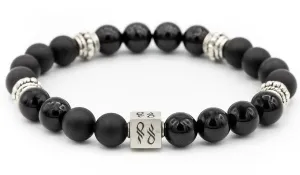 Sterling Silver Onyx Gloss & Matte Balinese Natural Gemstone Bracelet