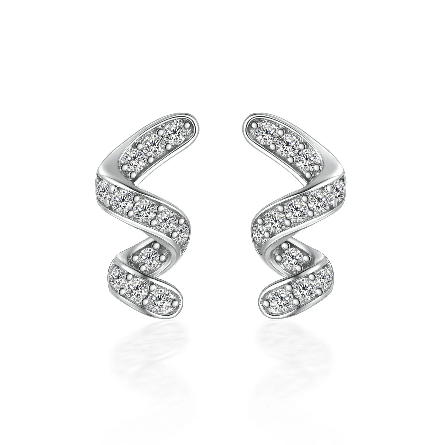 Swirl Drop Diamond Simulant Fancy Spiral Earrings