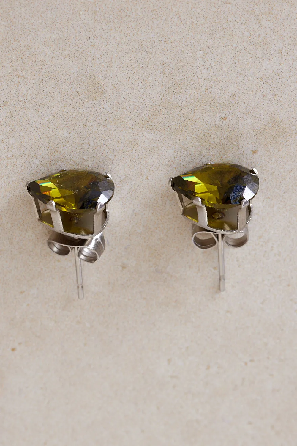 Teardrop Stud Earrings - Peridot Green