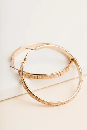 Textured Large Hoop Earrings in Cream